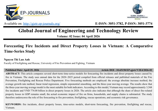 Forecasting Fire Incidents and Direct Property Losses in Vietnam: A Comparative  Time-Series Study